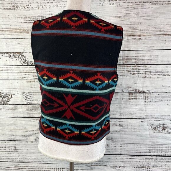 Pendleton Southwest Aztec Blanket Vest size Women Small Red Teal Wool Western - Picture 8 of 9